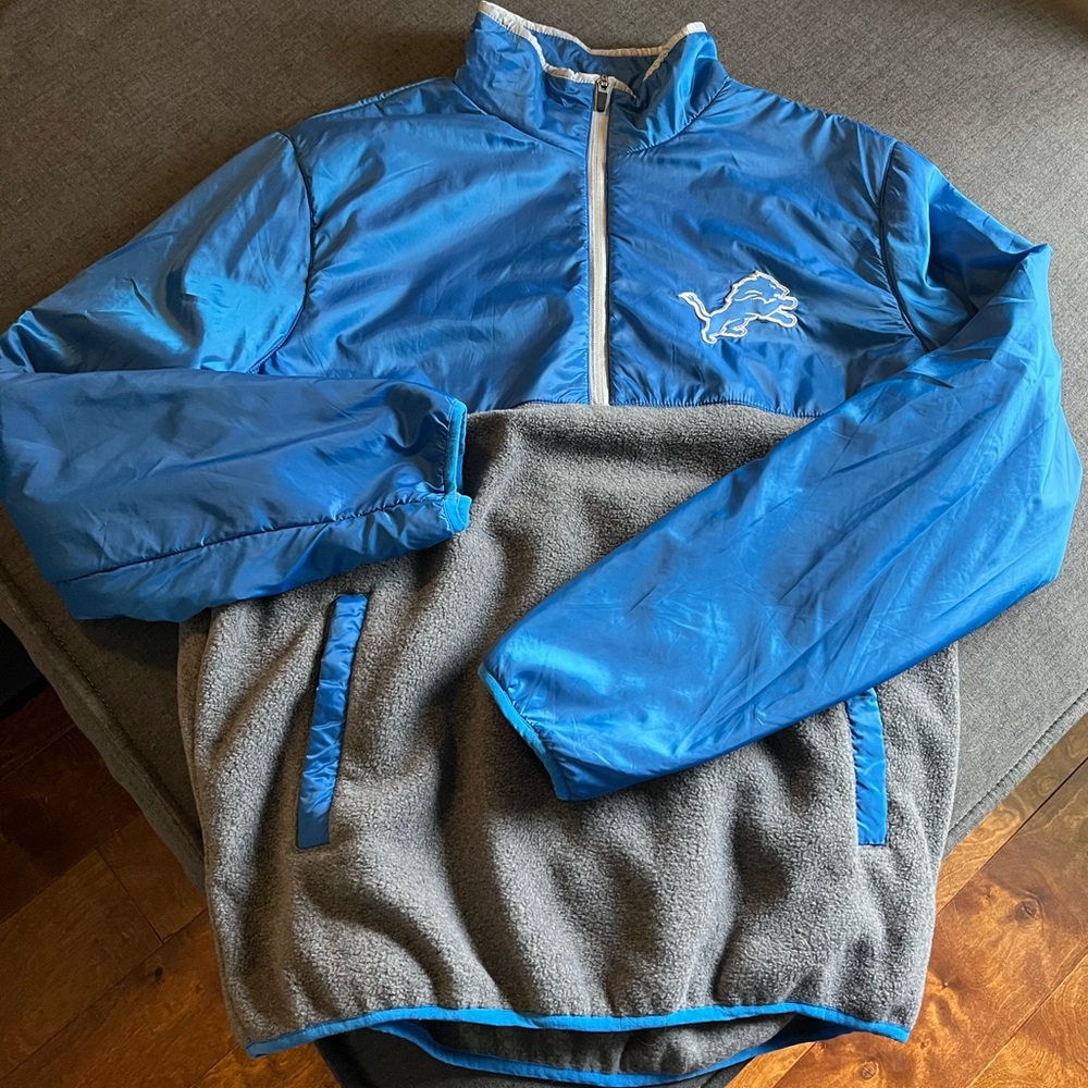 Vintage Official NFL Gear Detroit Lions Wind Breaker Quarter Zip